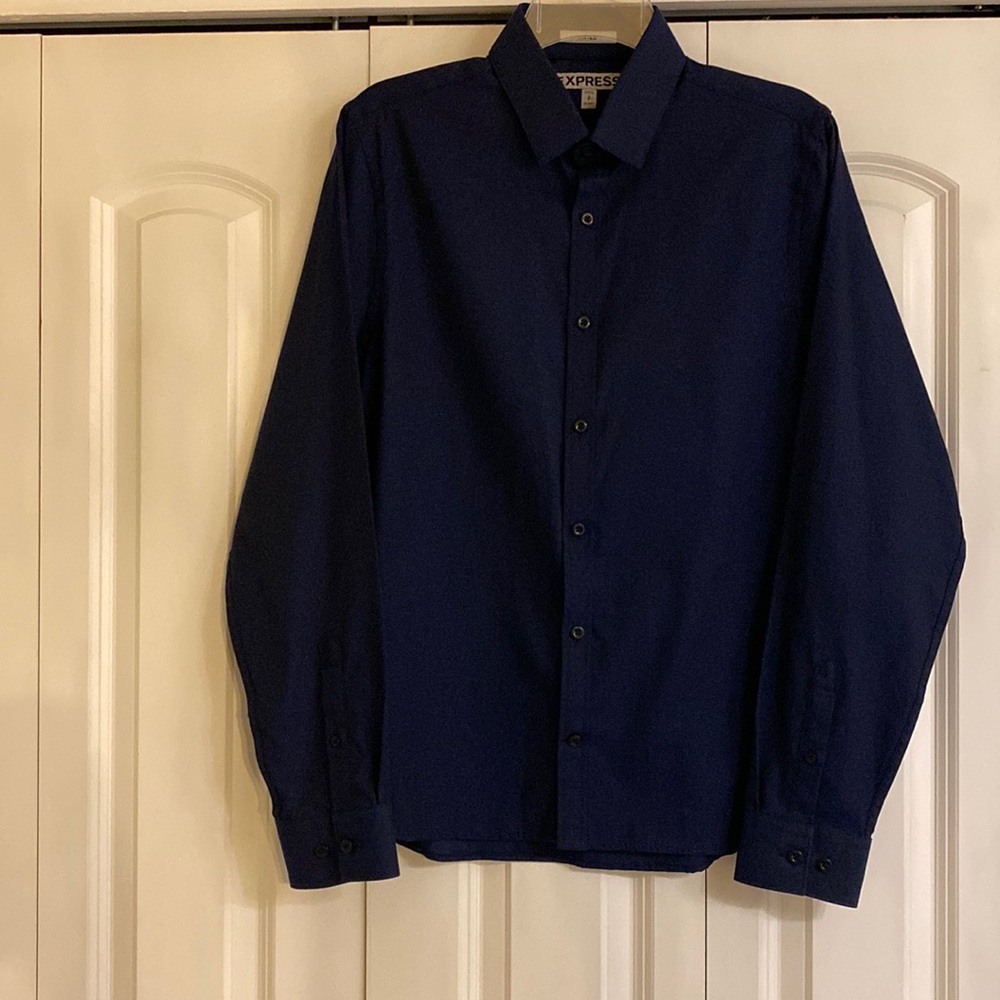Mens Express size small long sleeve button down shirt